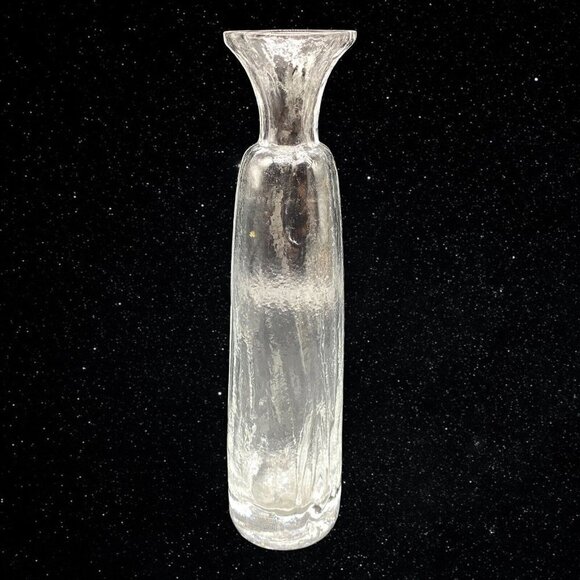 SEA GLASBRUK Clear Tall Glass Bag Art Glass Bud Vase 8.5”T 2”W - Picture 2 of 9